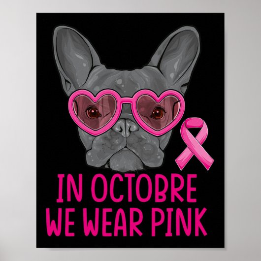 We Draag een Pink Bulldog borstkankerbewustzijn Poster (Voorkant)