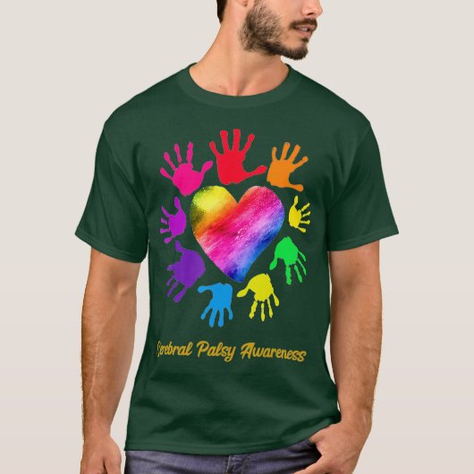 We Draag een regenbooghart voor hersenverlamming T-shirt (Voorkant)