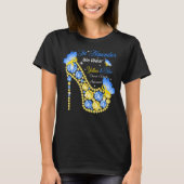 We Draag gele en blauwe Butterflies High Hiel Derc T-shirt (Voorkant)