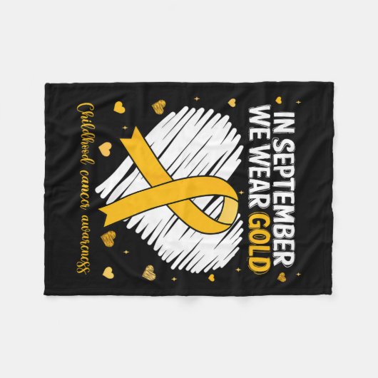 We Draag Gold Childhood Cancer Awareness Gold Ribb Fleece Deken (Voorkant (Horizontaal))