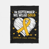 We Draag Gold Childhood Cancer Awareness Gold Ribb Fleece Deken (Voorkant)