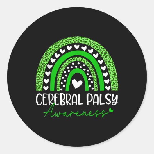 We Draag Green Cerebral Palsy CP Awareness Rainbow Ronde Sticker (Voorkant)