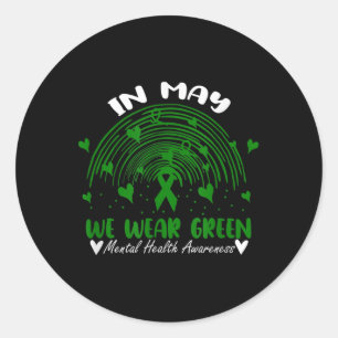We Draag groen voor geestelijke gezondheid Ronde Sticker