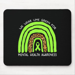 We Draag Lime Green Rainbow voor geestelijke gezon Muismat