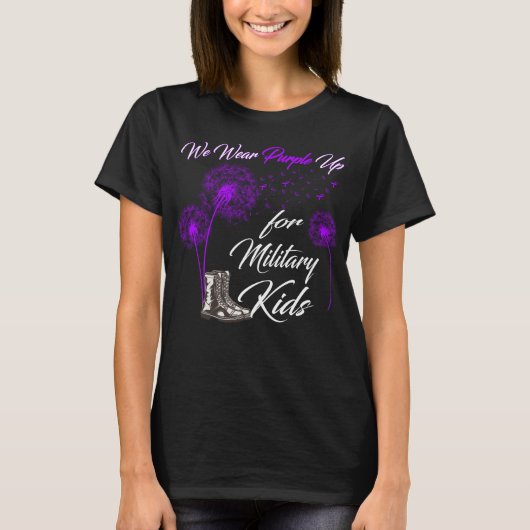 We Draag Paars voor militaire Kinderen, militaire  T-shirt (Voorkant)