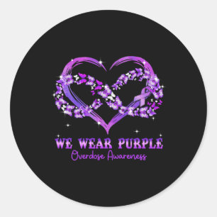 We Draag Paarse Butterfly Heart Overdosis Bewusthe Ronde Sticker