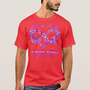 We Draag Paarse Butterfly Heart Overdosis Bewusthe T-shirt