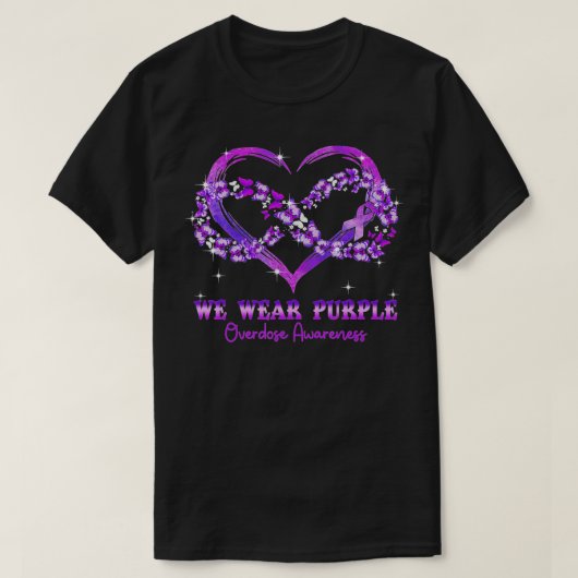 We Draag Paarse Butterfly Heart Overdosis Bewusthe T-shirt (Design voorkant)