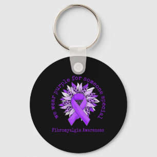 We Draag Paarse fibromyalgie Awareness Sunflower L Sleutelhanger