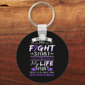 We Draag Paarse fibromyalgie bewustzijn lint gesch Sleutelhanger (Voorkant)