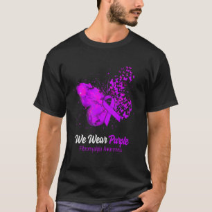 We Draag Paarse fibromyalgie-bewustzijnsvlinder T-shirt