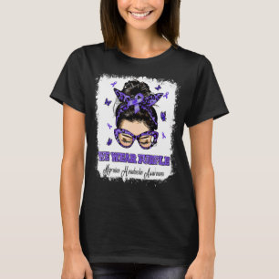 We Draag Paarse Messy Bun Warrior Migraine Hoofdpi T-shirt