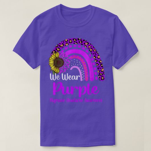 We Draag Paarse migraine Hoofdpijn Bewustheid Rege T-shirt (Design voorkant)