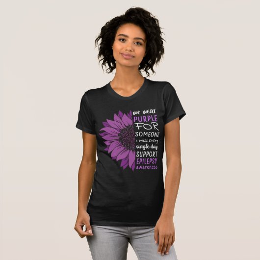 We Draag Paarse zonnebloemen voor epilepsiebewustz T-shirt (Voorkant volledig)