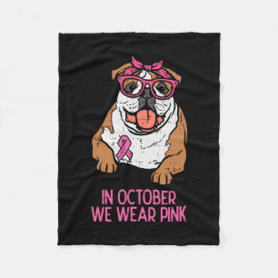 We Draag Pink English Bulldog Borstkanker Awarene Fleece Deken
