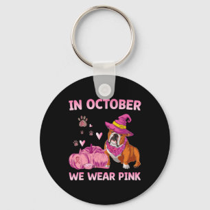 We Draag Pink English Bulldog Borstkanker Awarene Sleutelhanger