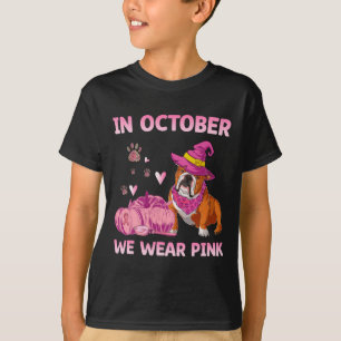 We Draag Pink English Bulldog Borstkanker Awarene T-shirt