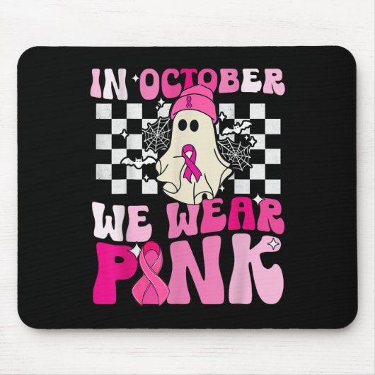 We Draag Pink Funny Ghost Halloween borstkanker Muismat (Voorkant)