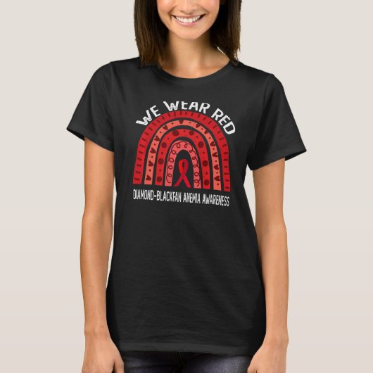 We Draag Red voor Diamond Blackfan Anemia Awarenes T-shirt (Voorkant)