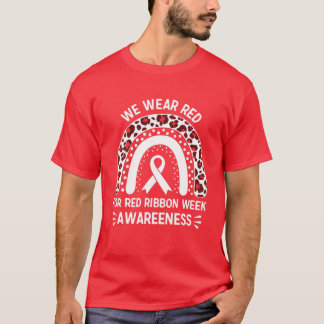 We Draag Red voor Red Ribbon Week Bewustkaart T-shirt