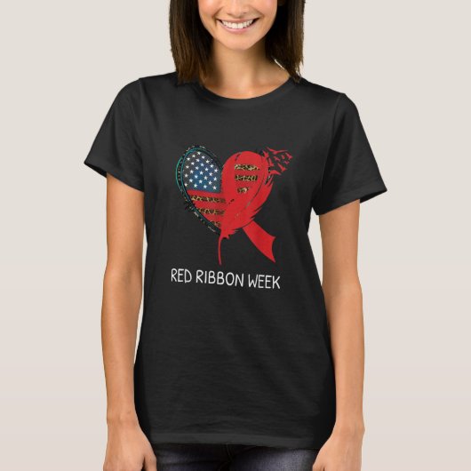 We Draag Red voor Red Ribbon Weest Awareness Ameri T-shirt (Voorkant)