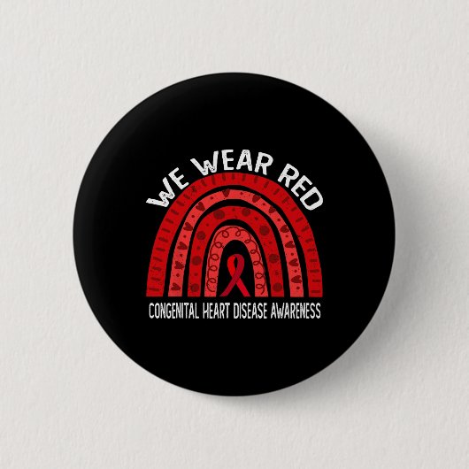 We Draag rood voor het bewustzijn van congenitale Ronde Button 5,7 Cm (Voorkant)