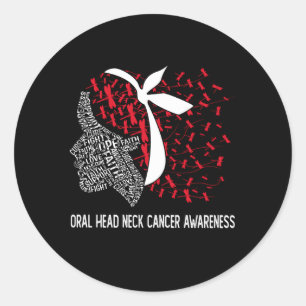 We Draag rood wit voor mondhalskanker AWAREN Ronde Sticker