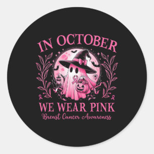 We Draag Roze Borstkanker Bewustzijn Halloween Gho Ronde Sticker