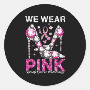 We Draag roze borstkankerbewustwording Ronde Sticker