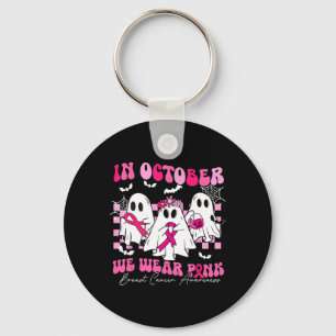 We Draag roze borstkankerwaarschuwing Ghost Halowe Sleutelhanger