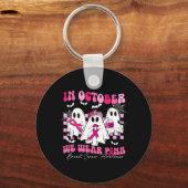 We Draag roze borstkankerwaarschuwing Ghost Halowe Sleutelhanger (Voorkant)