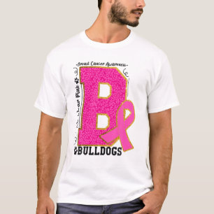 We Draag roze bulledogs Borst Cancer Awareness Bul T-shirt