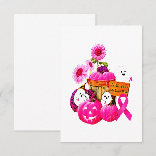 We Draag roze geesten en pompoenen voor borstkanke Bedankkaart (Voorkant / Achterkant)