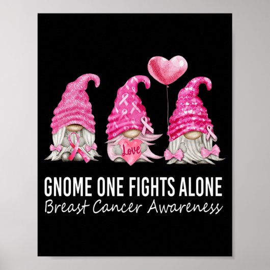 We Draag roze gnoom gnomen Breast Cancer Bewusthei Poster (Voorkant)
