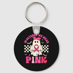 We Draag Roze Halloween Spook Borstkanker Awarene Sleutelhanger