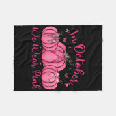 We Draag roze lintpompoen Halloween borstkanker Fleece Deken (Voorkant (Horizontaal))