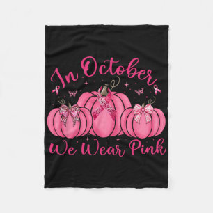 We Draag roze lintpompoen Halloween borstkanker Fleece Deken
