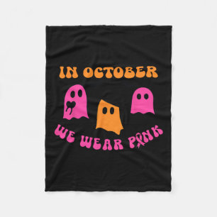 We Draag roze pompoen geest Halloween borstkanker Fleece Deken