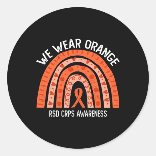 We Draag Sinaasappel voor RSD CRPS Awareness Ronde Sticker (Voorkant)