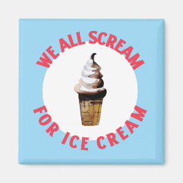 We draaien allemaal op Ice Cream Retro Hand-Drawn  Magneet