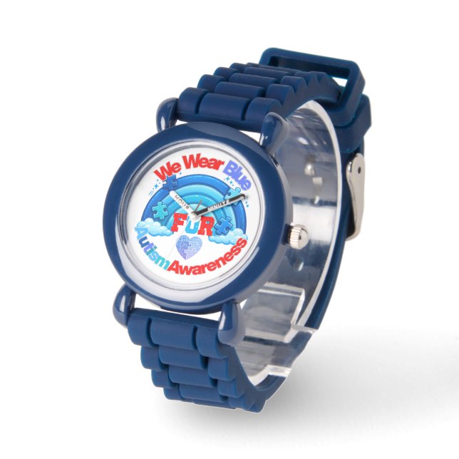 We dragen blauw voor Autisme Acceptatie  Horloge (Hoek)