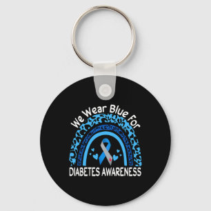 We dragen blauw voor diabetes bewustzijn luipaard sleutelhanger