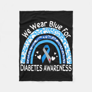 We dragen blauw voor diabetes bewustzijn regenboog fleece deken
