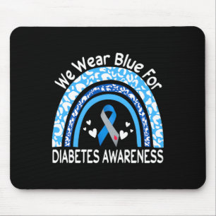 We dragen blauw voor Diabetes Bewustzijn Regenboog Muismat