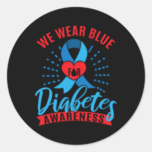 We dragen blauw voor diabetesbewustzijn ronde sticker