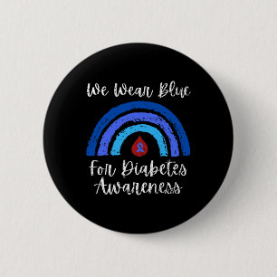 We dragen blauw voor Type Eén Diabetes Bewustheids Ronde Button 5,7 Cm