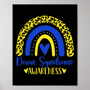 We dragen blauwe gele regenboog Awesome Downsyndro Poster