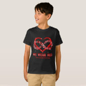 We dragen rode vlinderhart Hartziekte bewustzijn T-shirt (Voorkant volledig)