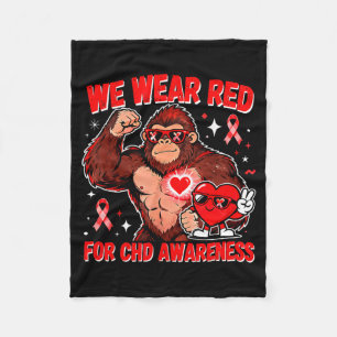 We dragen rood voor CHD-bewustzijn hart krijger on Fleece Deken