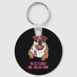 We dragen roze Engelse Bulldog Borstkanker bewust Sleutelhanger
